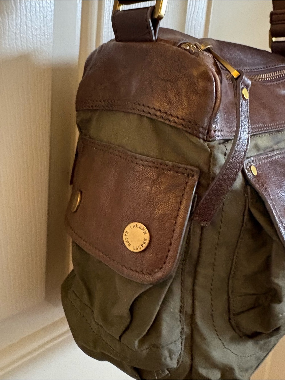 Ralph Lauren 1967 Heritage Utility Crossbody Olive Canvas & Leather Bag Military - Picture 4 of 12